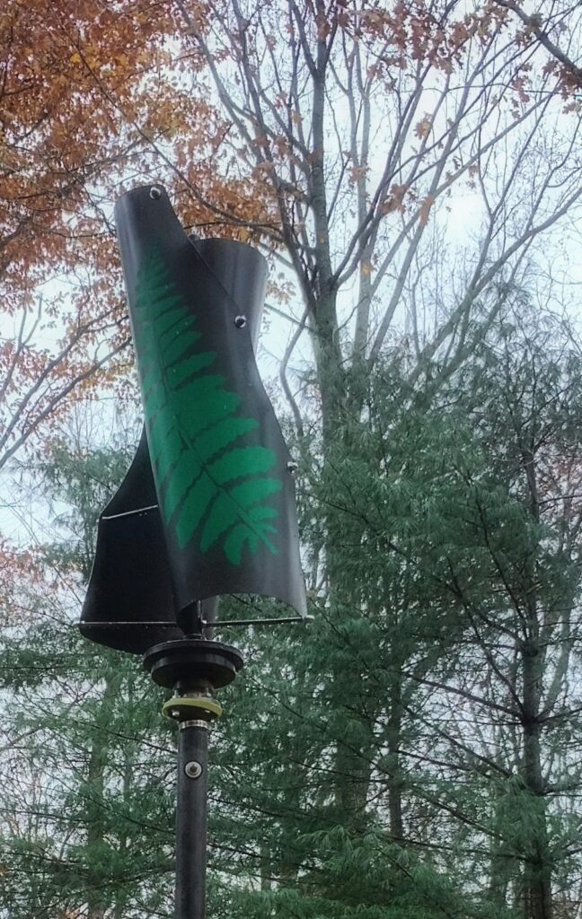 Vertical axis magnetic levitation helix 400 Watt wind generator. Photo: A. Keuthan