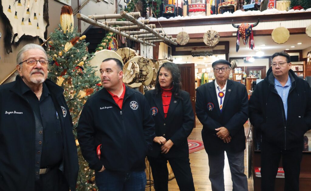 Lakota Nation Invitational board members from L. to R., Bryan Brewer, Keith Ferguson, Dani Walking Eagle, John Haas, Silas Blaine. (Photo by Marnie Cook)