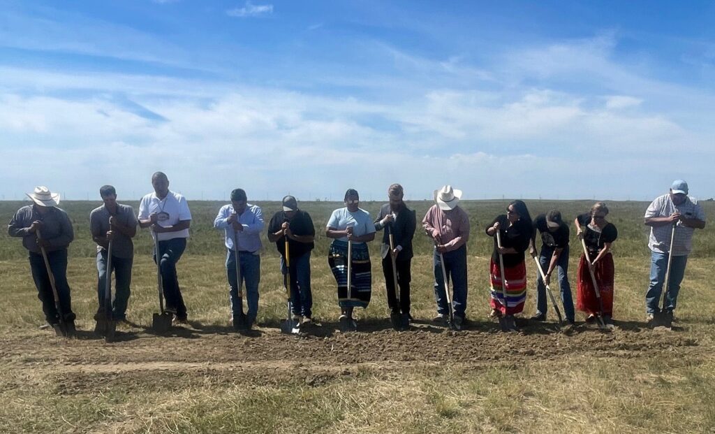 Cheyenne River Sioux Tribal leaders along with addiction recovery staff break ground for new CRST Substance Abuse Treatment Center. (Photo by Warren Lebeau)