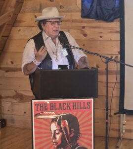 Left: Donovon Sprague speaking at the West River History Conference. Photo by Marnie Cook