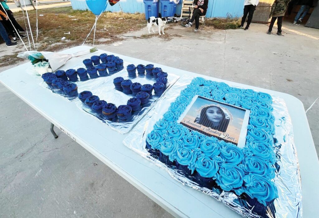 A birthday cake for Savannah Standing Bear is displayed on Nov. 23, 2025, in Parmelee, South Dakota. (Photo courtesy of Standing Bear family)