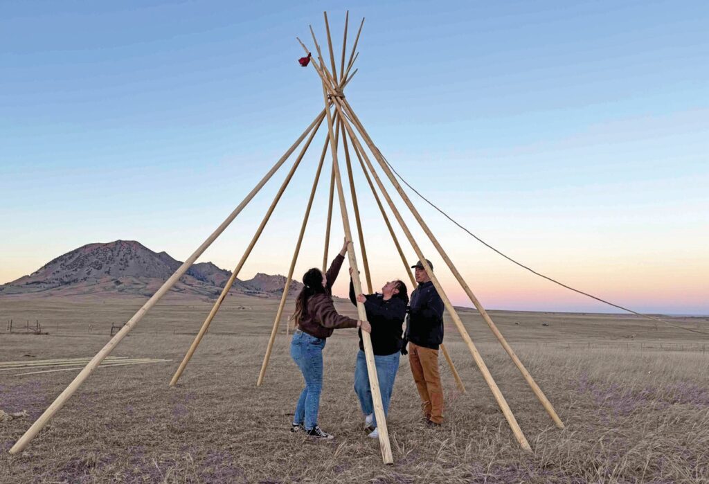 Setting up camp at Wakanyeja Kin Wana Ku Pi (The Children Are Coming Home), CRYP’s property adjacent to sacred Bear Butte.