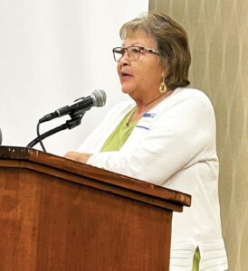 Connie Hopkins speaking at the 