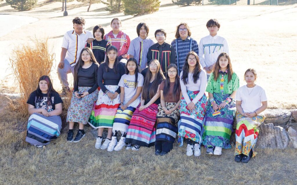 Eighth-grade students from St. Joseph’s Indian School gather for a group photo during the 2025-26 school year in Chamberlain, South Dakota. (Photo courtesy of St. Joseph’s Indian School)