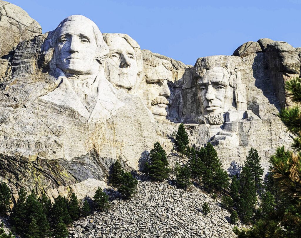 Mount Rushmore in the Black Hills, where the Oglala Sioux Tribal Council is opposing a July 3 fireworks event over wildfire danger and treaty violations.
